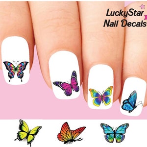 Nail Decals Nail Tattoos Set of 20 - Colorful Butterfly Assorted