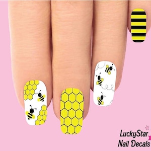 Full Nail Decals Nail Tattoos Set of 10 - Bees Honeycomb Assorted