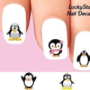 Nail Decals Nail Tattoos Set of 20 - Cute Penguins Assorted
