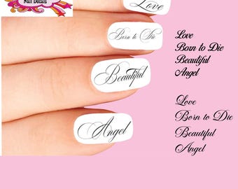 Custom Script Word or Phrase Nail Decals Tattoos