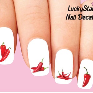 Nail Decals Nail Tattoos Set of 20 - Chili Peppers Assorted