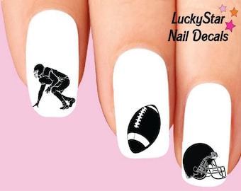 Nail Decals Nail Tattoos Set of 20 - Football Player Silhouette Assorted