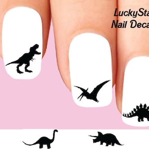Nail Decals Nail Tattoos Set of 20 -  Dinosaur Silhouette Assorted