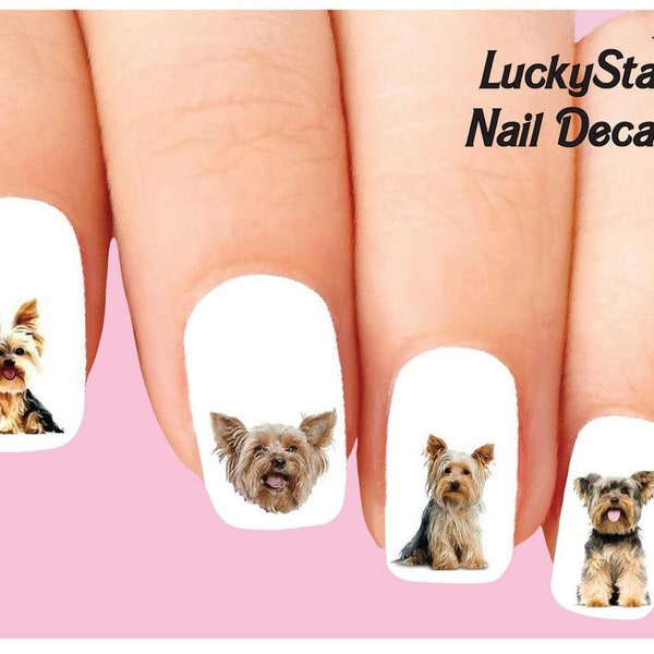 Nail Decals Nail Tattoos Set of 20 - Yorkie Yorkshire Terrier Assorted