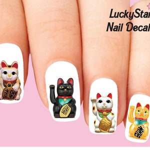 Calcomanías de uñas Tatuajes de uñas Conjunto de 20 - Lucky Cat Assorted