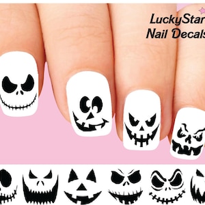 ネイルデカール ネイルタトゥー 20枚セット - ハロウィン ブラック パンプキン フェイス アソート