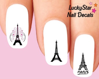 Decalcomanie per unghie Tatuaggi per unghie Set di 20 - Torre Eiffel di Parigi assortiti