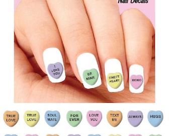Nail Decals Nail Tattoos Set of 20 - Conversation Convo Hearts Assorted