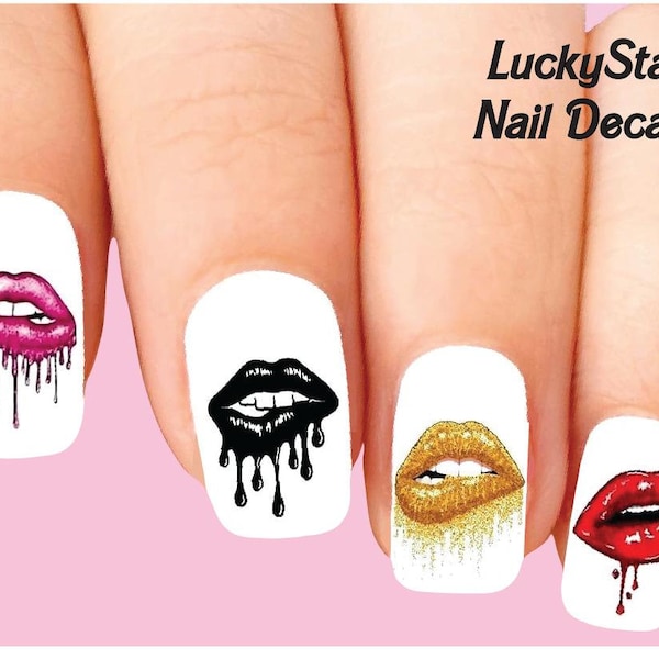 Lip Nail Decal Etsy
