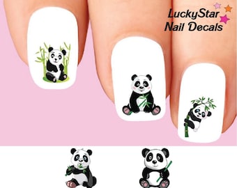 Panda Nail Decals - Cute Animal Nail Art, Set of 20