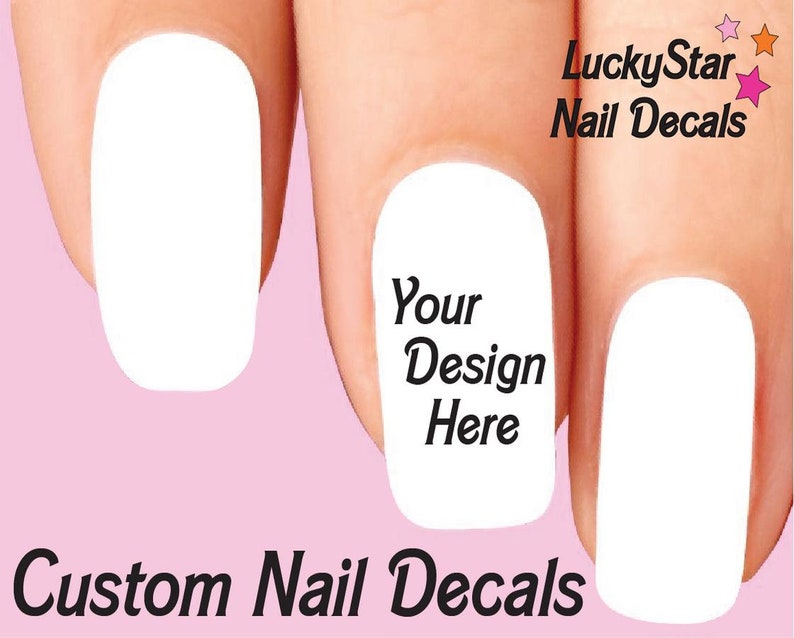 Custom Nail Decals Nail Tattoos Art Photo Set of 20 Custom Nail Decals Your Design or Idea image 1