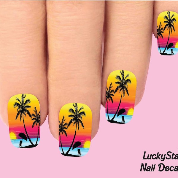 Palm Tree Nail Decals Etsy