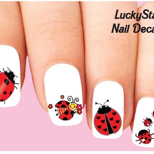 Decalcomanie per unghie Set di tatuaggi per unghie di 20 - Coccinelle carine assortite