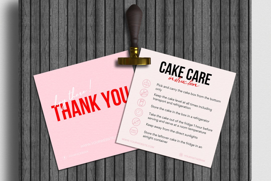 Cake Care Card Instruction Template, Editable in Canva Template,cake ...