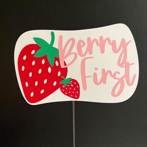 Berry First Birthday Cake Topper, First Birthday Decor, Strawberry Theme Birthday, Berry Sweet Birthday, Girls Birthday Party Decorations