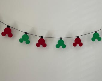 Mickey Head Christmas Lights Banner, Mickey Ears Banner, Christmas Mickey Mouse Inspired Decorations, Christmas Mickey Banner
