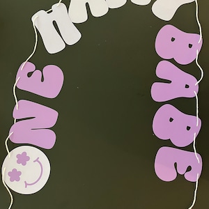 One Happy Babe Birthday Banner, One Happy Babe Birthday Decor, Party Decor, Smiley Face Decor, One Groovy Babe, Kids Birthday Banner, Banner