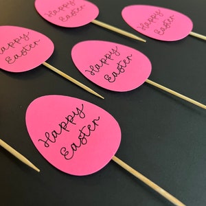 Easter Cupcake Toppers, Happy Easter Cupcake Toppers, Easter Egg, Party Decor, Cupcake Toppers, SET of 12
