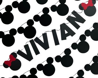 CUSTOM NAME Minnie Mouse Banner, Minnie Mouse Birthday, Disney Birthday Banner, Minimalist Minnie, Disney Decorations, Modern Mickey Mouse