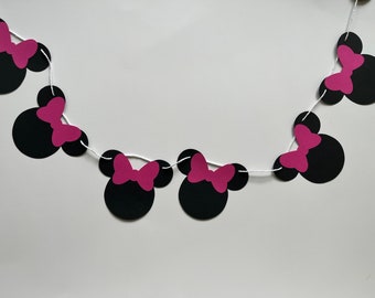 Estandarte de Minnie Mouse, cumpleaños de Minnie Mouse, estandarte de cumpleaños de Disney, decoraciones de Disney, cumpleaños de Minnie Mouse, decoración moderna de Disney