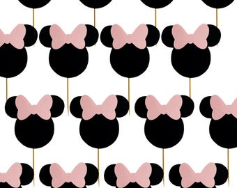 Minnie Mouse muffinsdekorationer, Disney muffinsdekorationer, Minnie öron muffinsdekorationer, modern Minnie Mouse-dekoration, minimalistisk Disney, 12-pack