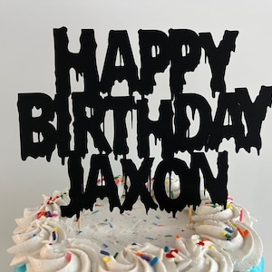 CUSTOM Halloween Birthday Cake Topper, Spooky Cake Topper, Halloween Birthday Decor, Custom Name Cake Topper, Birthday Cake Topper