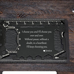 Tarjeta de inserción de billetera de metal personalizada con cualquier texto / cita - Tarjeta de metal grabada con láser - Tarjeta de mensaje personalizada - Inserto de billetera - Personalizado