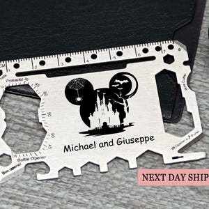 Halloween Brieftasche Multitool, Michael und Giuseppe Design, Schwarz & Silber Farboptionen, Gravur benutzerdefiniertes Werkzeug, einzigartiges Geschenk für Ihn