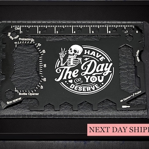 Tarjeta multiherramienta de esqueleto, divertida herramienta EDC para billetera para hombres, diseño de esqueleto único, regalo para él, regalo práctico para el día del padre, herramienta de supervivencia compacta