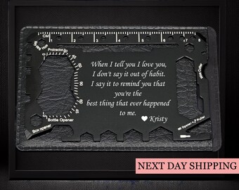 Personalized Metal Wallet Card Insert: Laser Engraved Message, Bottle Opener