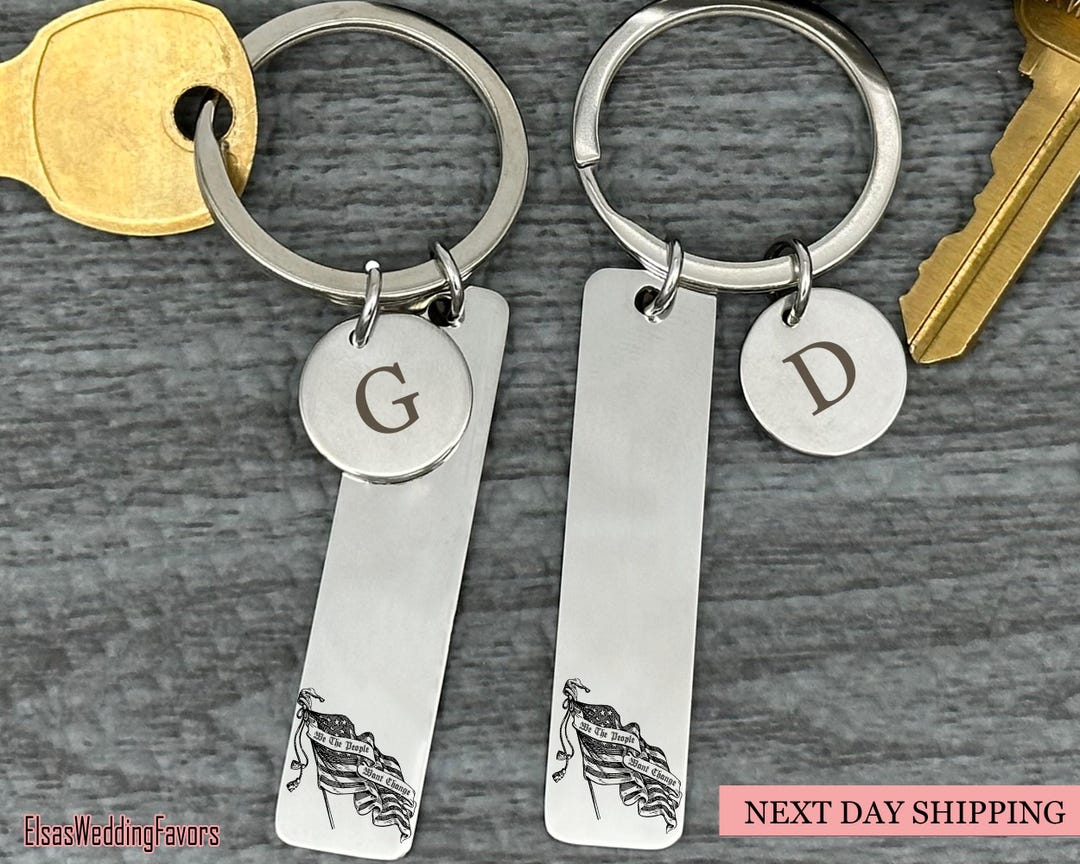 Personalized American Flag Keychain: Engraved Stainless Steel Military ...