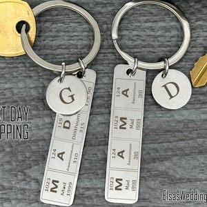 Stainless Steel Keychain | Personalized Science Element Keychain | Custom Engraved Periodic Table Design |Silver Keyring Gift for Scientists