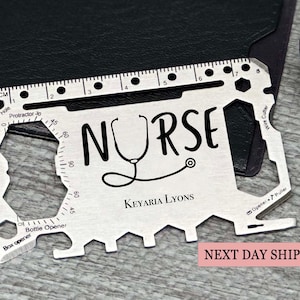 Personalized Nurse Multitool Card, Custom Engraved Nurse Gift For Her, Medical Tools Card For Women, Practical Gift For Nurses