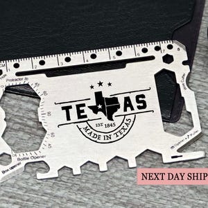 Tarjeta multiherramienta de Texas para hombre, billetera con grabado láser y diseño del estado, tarjeta EDC de supervivencia de acero inoxidable, idea de regalo hecha en Texas