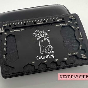 Personalized Bear Multi-Tool Wallet Tool Card, Compact Utility Tool with Stylish Design, Happy Bear Design 40+ Tools, Outdoor Enthusiasts