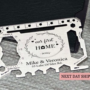 Personalized "Our First Home" Design Multi-Tool Card, Custom Engraved Wallet Tool, Housewarming Gift Idea, Stainless Steel, Christmas Gift