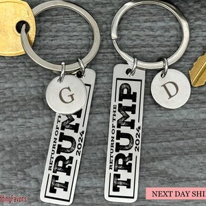 Trump 2024-2025 Keychain, Return of Trump Gift, Political Supporter Keychain, Republican Gift, Engraved Stainless Steel, MAGA Patriotic Gift