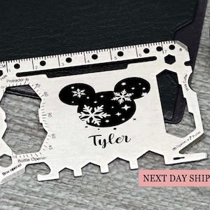 Personalized Mickey Inspired Multi-Tool Wallet Tool Card, Compact Utility Tool with Stylish Design, Mickey Design 40+ Tools
