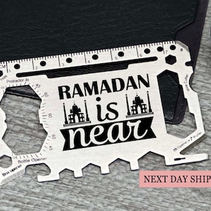 Tarjeta multiherramienta Ramadán está cerca, regalo de Eid de acero inoxidable, multiherramienta de bolsillo para hombres, herramienta de tarjeta de crédito compacta, idea de regalo de Ramadán