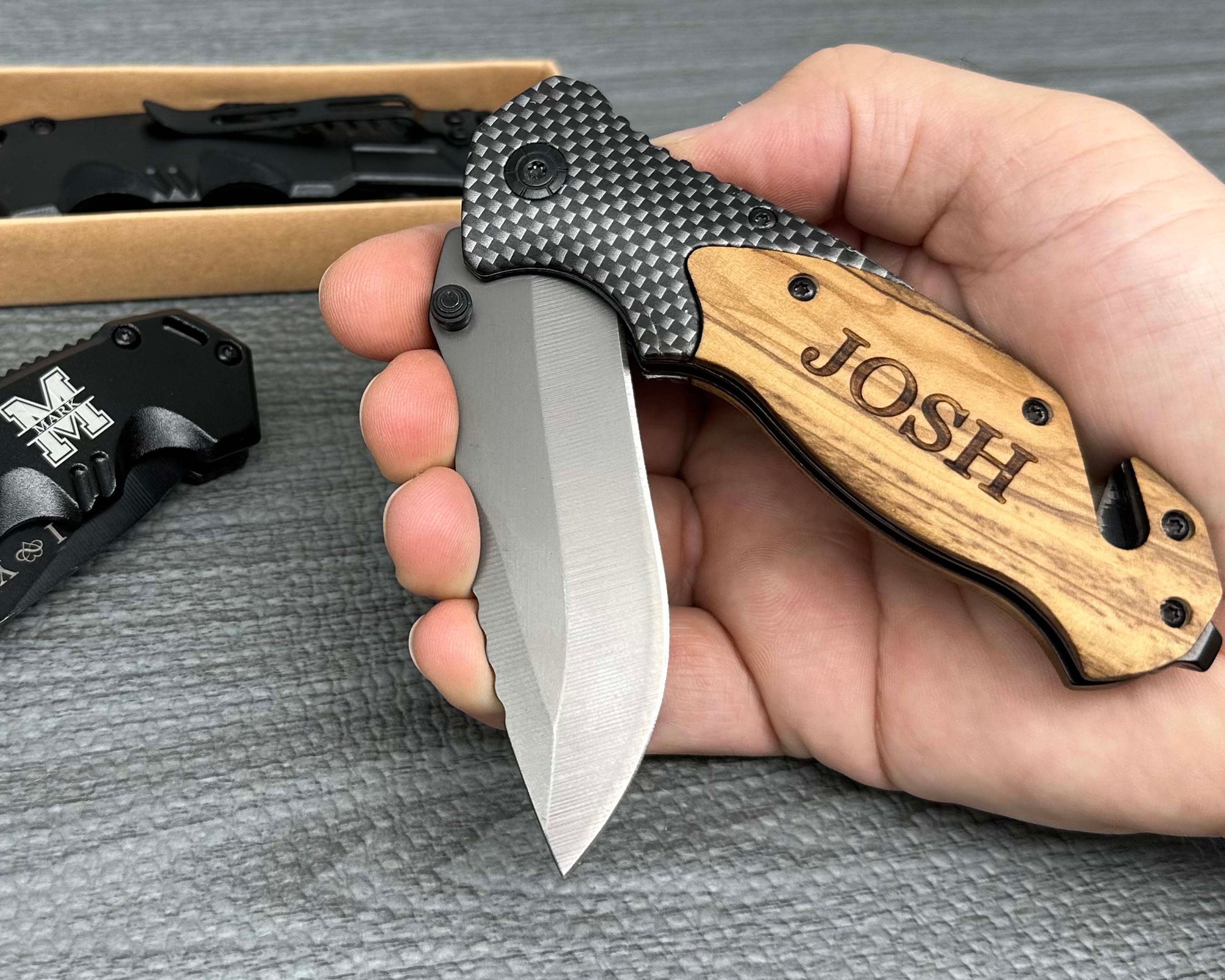 Engraved Pocket Knife for Boyfriend, Personalized Knife for Husband, Hunting Knife, Custom Knife