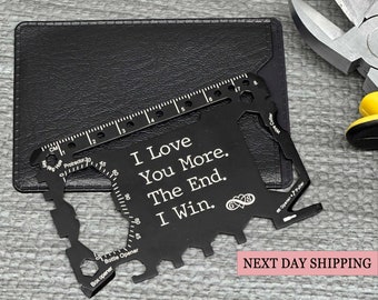 Engraved Anniversary Wallet Insert: I Love You More, Bottle Opener Card