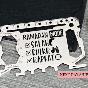 Herramienta multifunción con forma de tarjeta para el modo Ramadán: herramienta compacta de acero inoxidable con diseño inspirado en el Islam, regalo perfecto para Eid, Salah y Dhikr