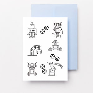 Robots Coloring Page - Color and Cut