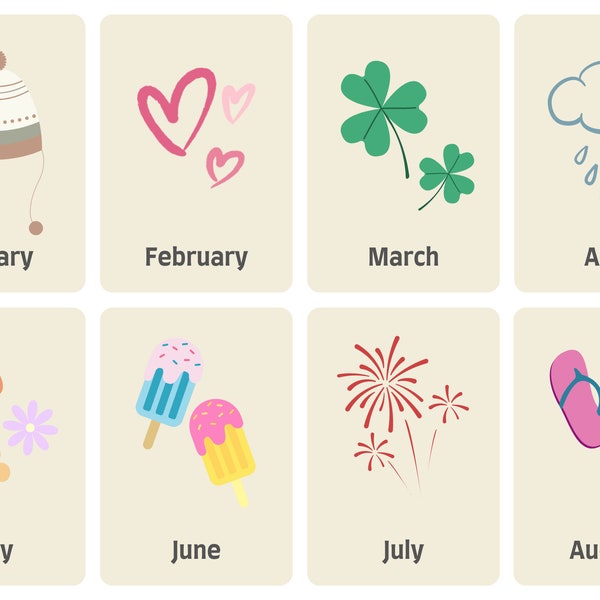 Printable Months of the Year Flashcards