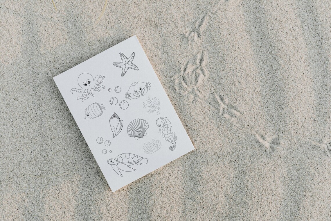 Under the Sea Coloring Page Color and Cut - Etsy