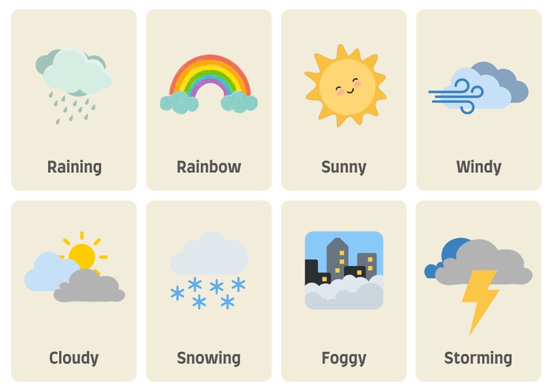 Printable Weather Flashcards - Etsy