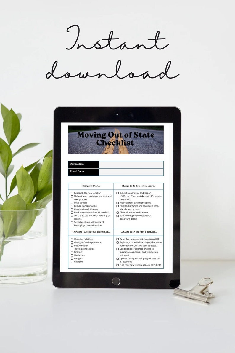 Moving Out of State Checklist Printable Download Etsy Moving Out of State Checklist Printable Download Etsy