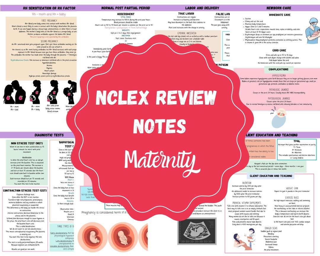 NCLEX Review Notes Maternity Nursing Study Guide Etsy