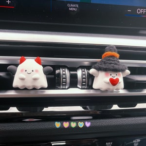 Car Air freshener, Cute Car Decor, Car Vent Clip-Little Ghost with Witch Hat/Devil Horns