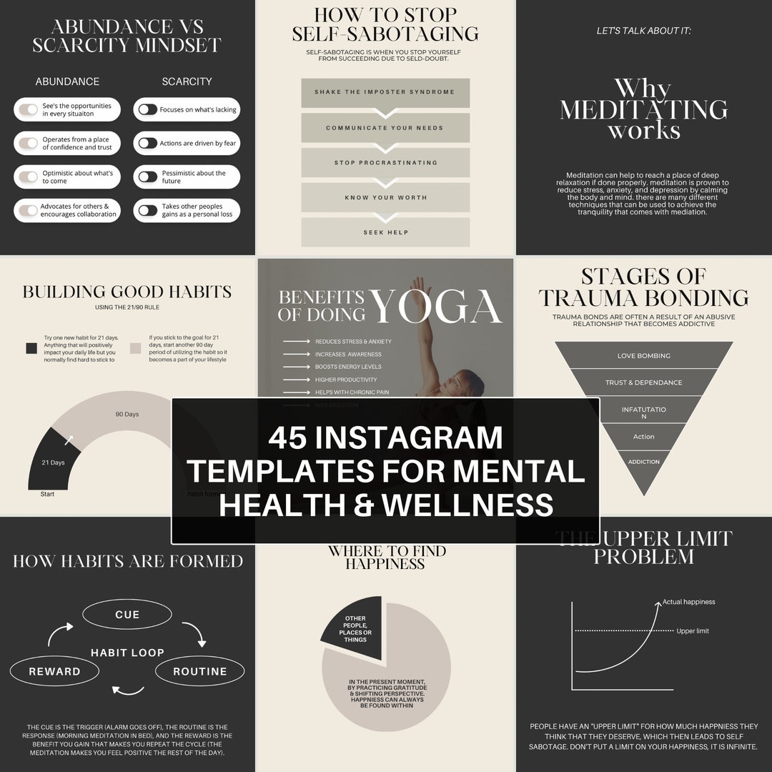 Mental Health Canva Instagram Templates for Psychologists, Therapists ...
